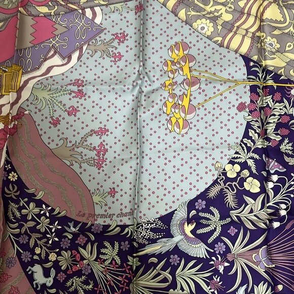 HERMES Carre 90 - Pink Purple Multi Scarf 347-072525 - Picture 3 of 6